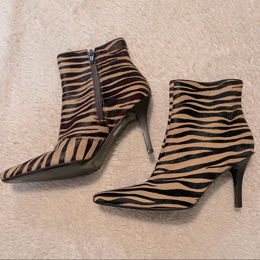 Zebra kitten heel booties